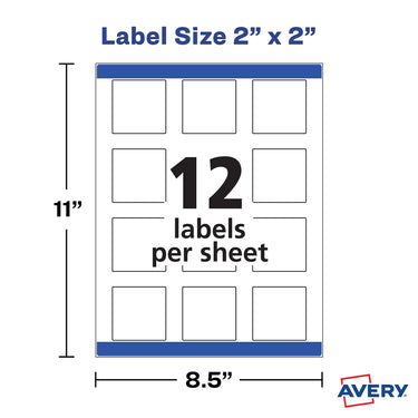 Avery Printable Blank Square Labels, 2